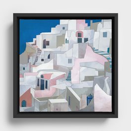 greece houses santorini Framed Canvas