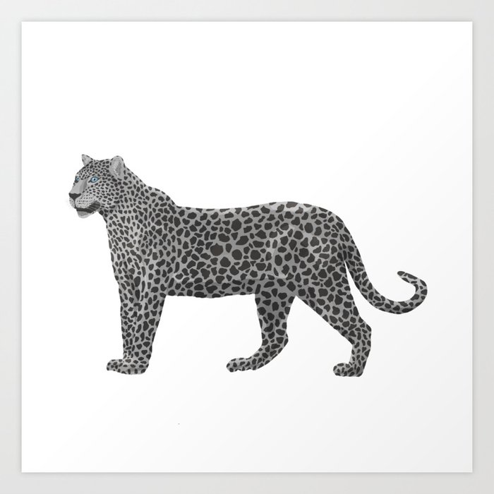  digital painting of a gray leopard Art Print