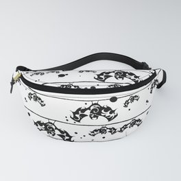 Halloween (bat) seamless repeat pattern in black and white Fanny Pack