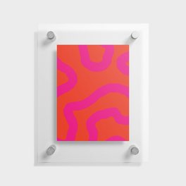 Futchsia Pink Swirled Lines on Red Floating Acrylic Print