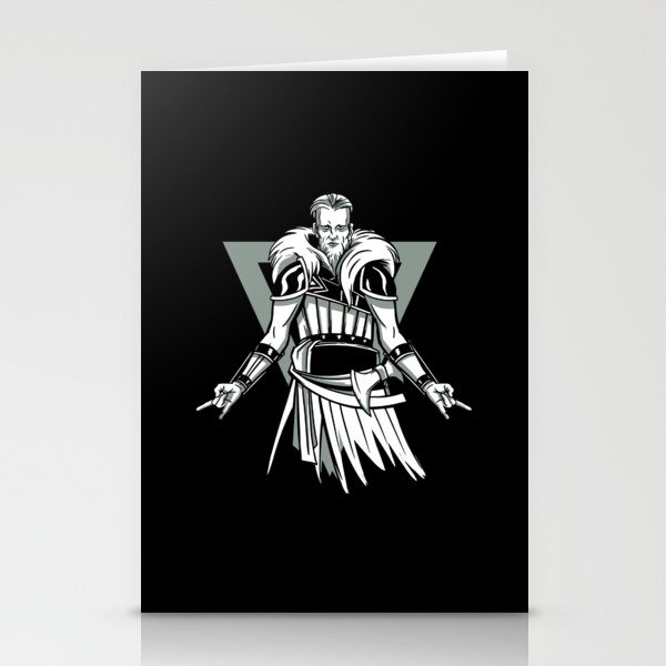 Heavy metal Viking with devil fork hands Stationery Cards