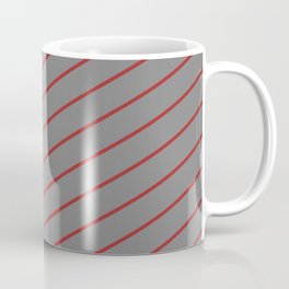 [ Thumbnail: Gray & Brown Colored Stripes Pattern Coffee Mug ]