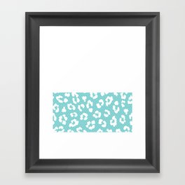 White Leopard Print Lace Horizontal Split on Turquoise Mint Green Framed Art Print