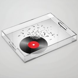Vinyl with musical notes Acrylic Tray