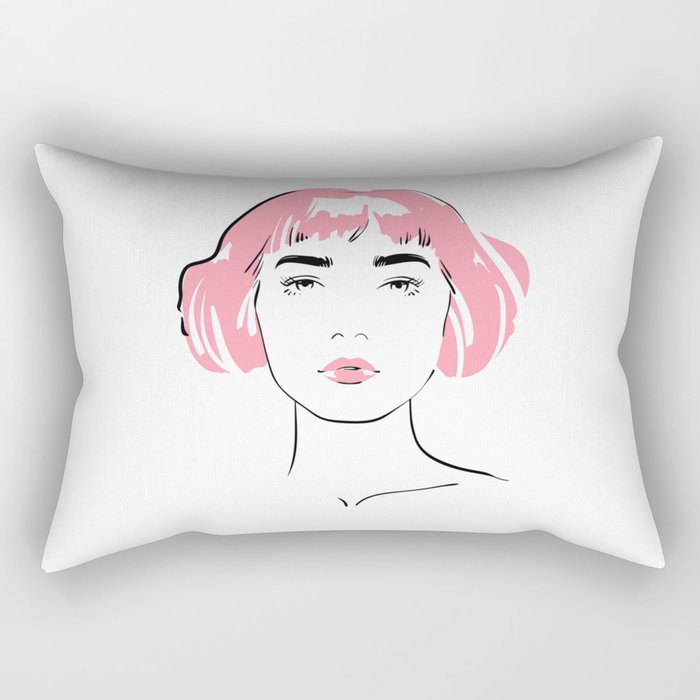 pink hair, don't care Rectangular Pillow