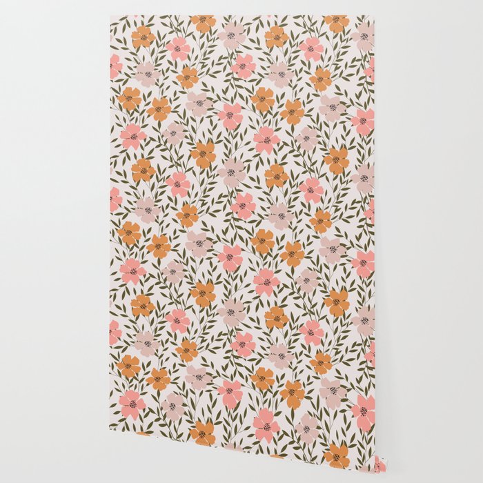 70s Floral Theme Wallpaper By Cafelab Society6