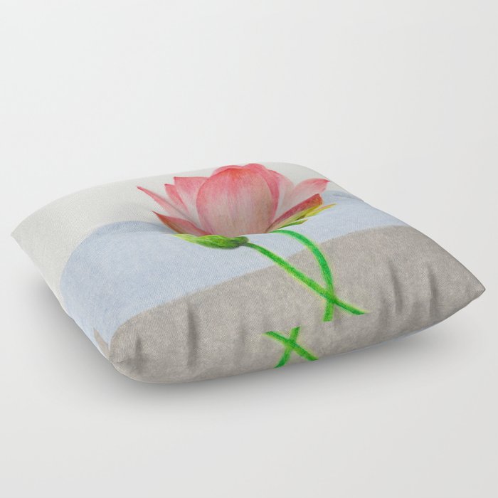 Blooming peach lotus 1 Floor Pillow