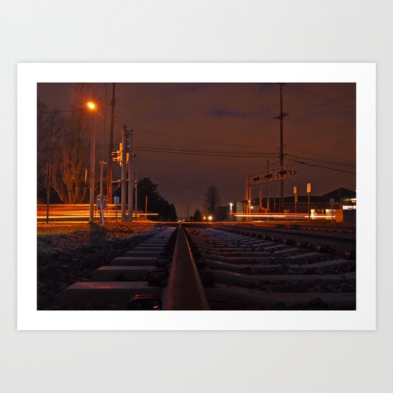 Railway at night Art Print