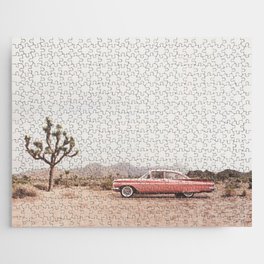 California Living Jigsaw Puzzle | Coral, Photo, Joshua Tree, Vintage Car, Color, Vehicle, Retro Car, Digital Manipulation, Joshua Tree Cactus, Desert 