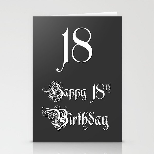 Happy 18th Birthday - Fancy, Ornate, Intricate Look Stationery Cards