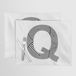 capital letter Q in black and white, with lines creating volume effect Placemat
