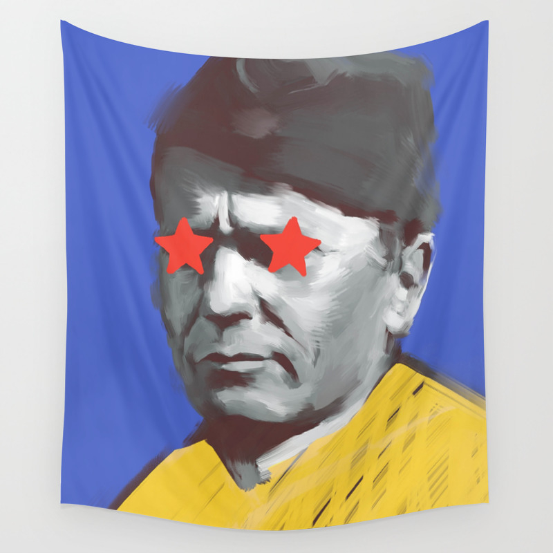 Komunist Tito Pop Art Style Digitally Painted Wall Tapestry By