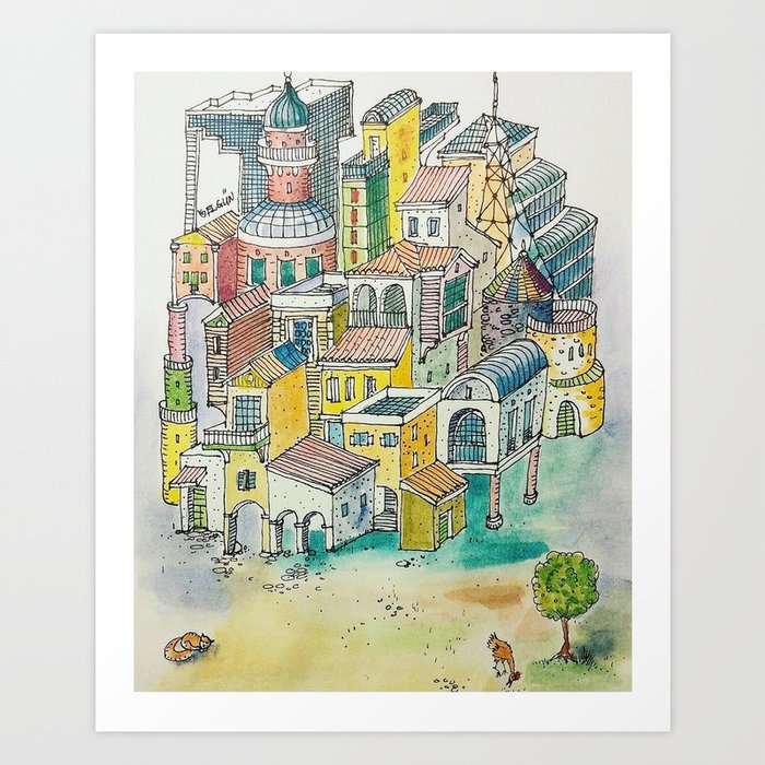 chaos on architecture Art Print