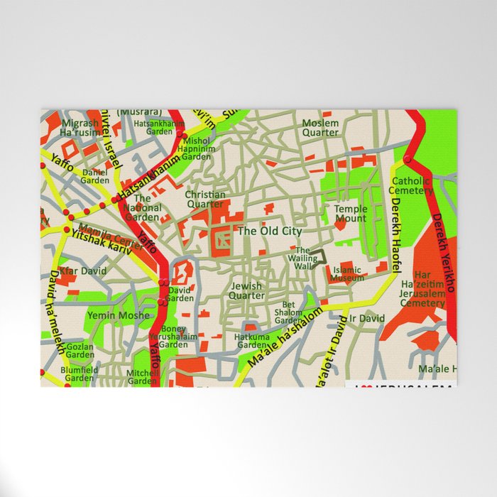 Jerusalem Map Israel Welcome Mat By Efratul Society6