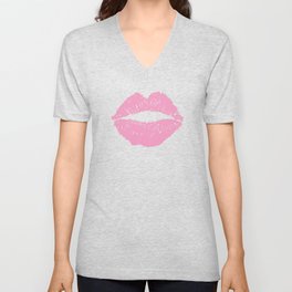 Light Pink Lips V Neck T Shirt