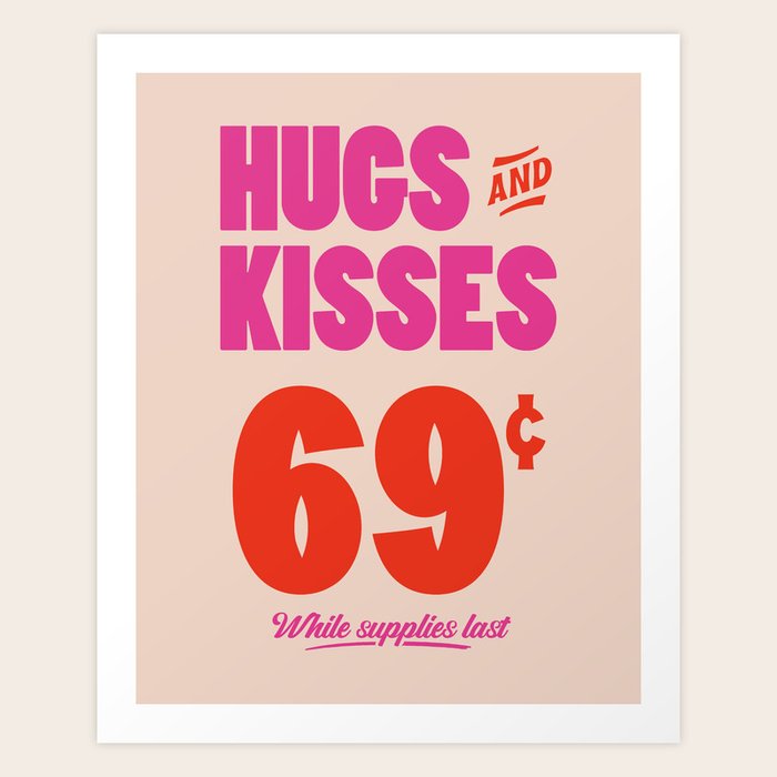 Hugs and Kisses - Pink and Orange Throw Pillow by Oh Fine Art | Society6