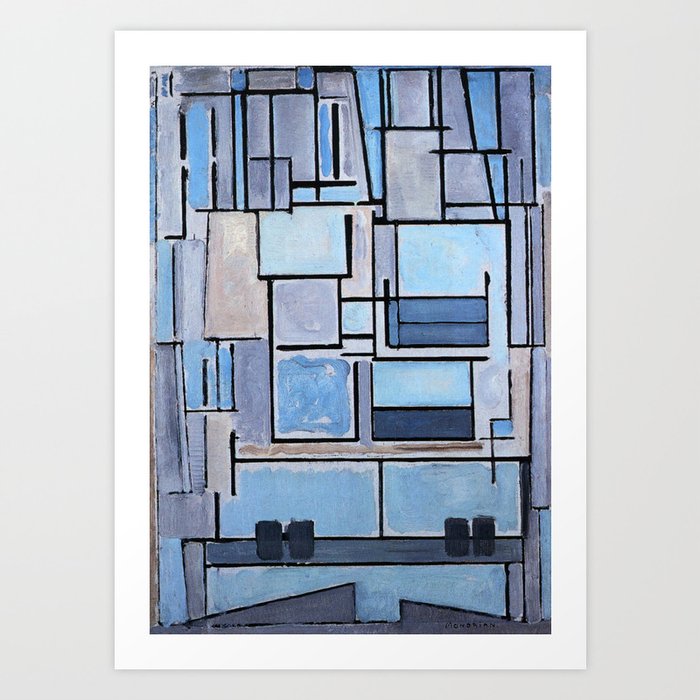 Piet Mondrian - Composition no 9 Blue Facade - Abstract Painting Art Print