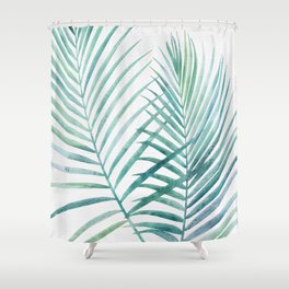 Twin Palm Fronds - Teal Shower Curtain