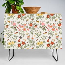 Wild Flower Butterfly Garden Floral Credenza