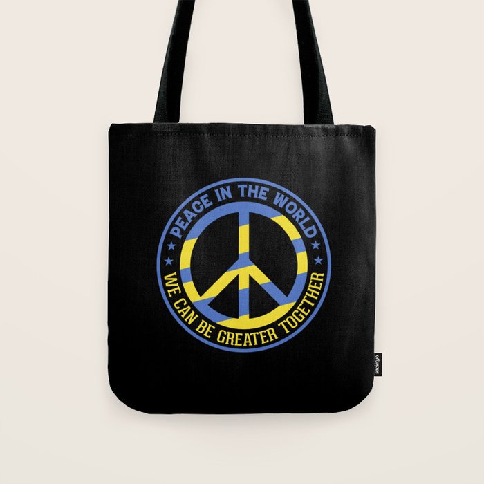 Peace love Ukraine standwithukraine blue yellow Tote Bag