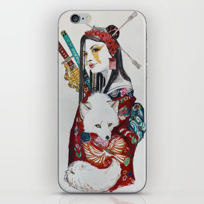 Geisha and kitsune iPhone Skin
