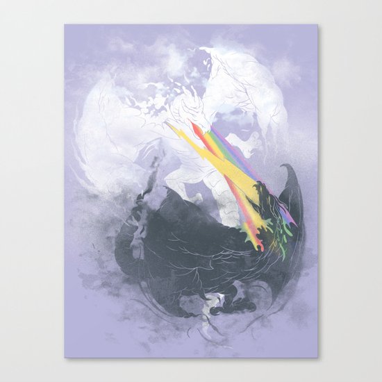 Clash of the sky Dragons Canvas Print