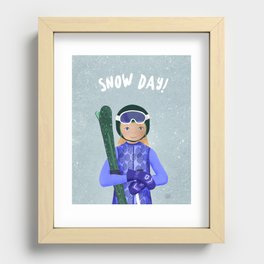 Snow Day - Blue Recessed Framed Print