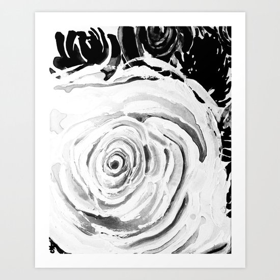 Roses For A Romantic Heart, Black and White Art Print