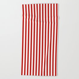 Red & White Maritime Vertical Small Stripes - Mix & Match with Simplicity of Life Beach Towel