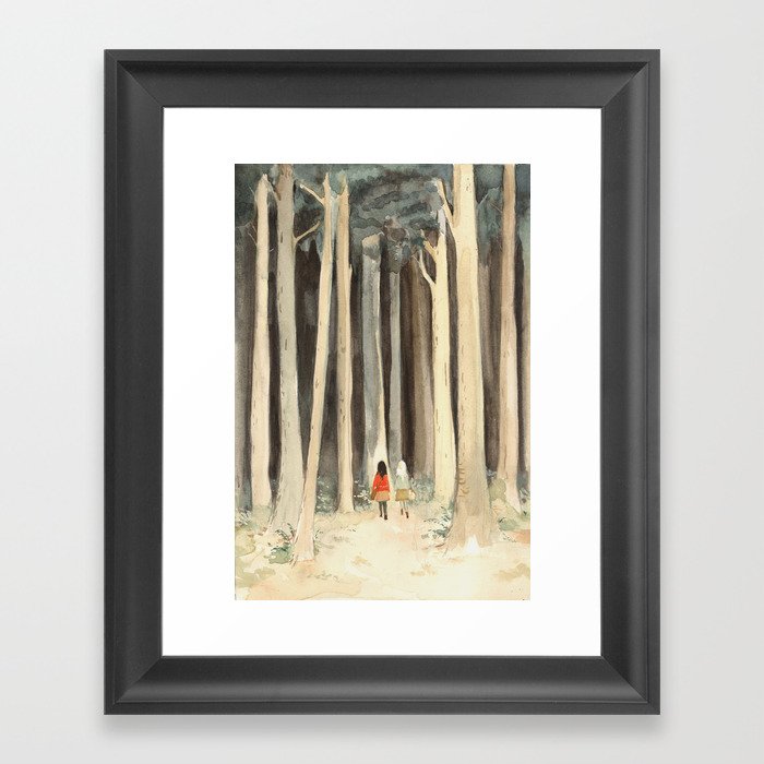 Snow & Rose in the Forest Framed Art Print