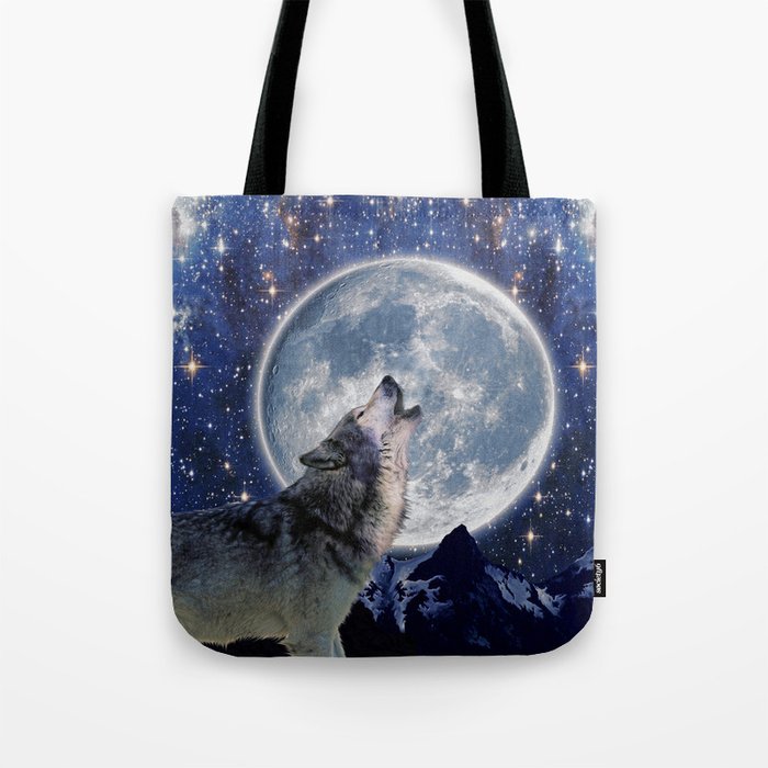 One Wolf Moon - Wildlife Art Tote Bag
