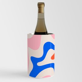 Retro Liquid Swirl Abstract Pattern Square Pink, Orange, and Royal Blue Wine Chiller