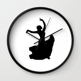 Flamenco Dancer in White Circle Wall Clock