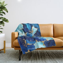 Dreamy Blue inks and Gold Throw Blanket