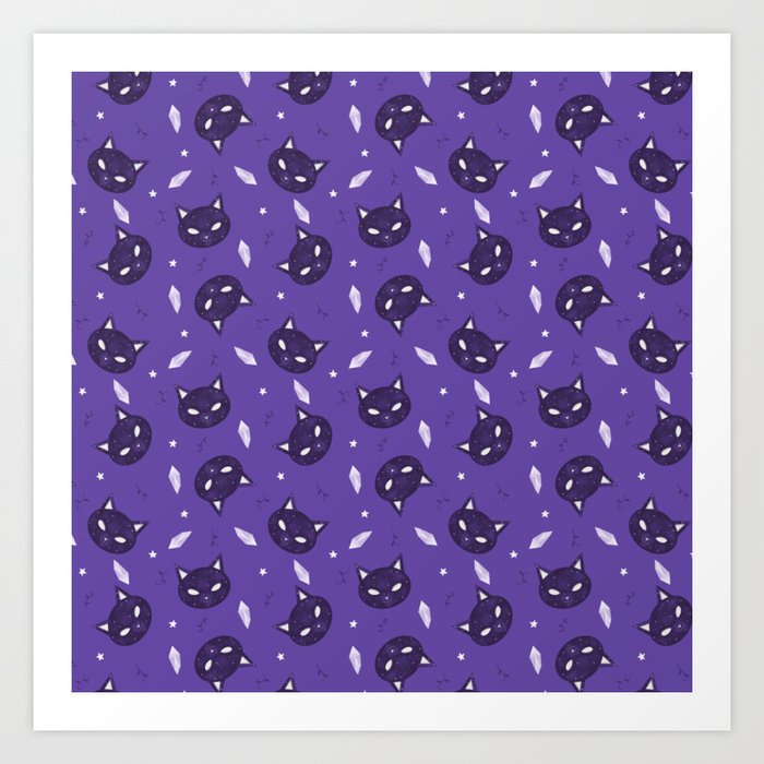 Magic Cats purple Art Print