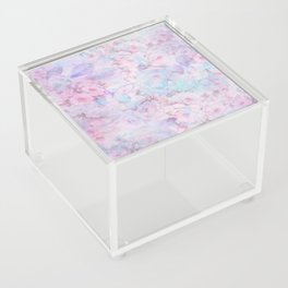 Shabby vintage pastel pink teal floral butterfly typography Acrylic Box