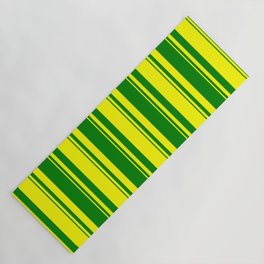 [ Thumbnail: Yellow & Green Colored Striped Pattern Yoga Mat ]