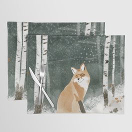 winter forest fox Placemat