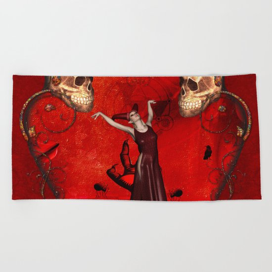 Awesome fantasy women Beach Towel