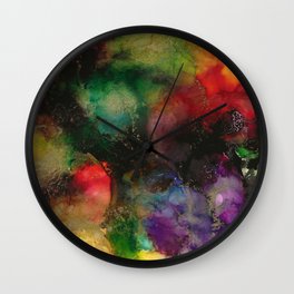 Colorful Inks Wall Clock | Purple, Ink, Colorful, Yellow, Red, Colorfulink, Abstract, Bright, Painting, Abstractinks 