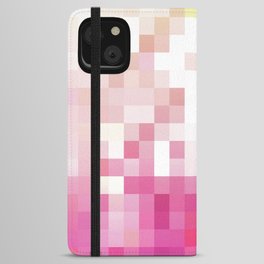 geometric pixel square pattern abstract background in pink yellow iPhone Wallet Case