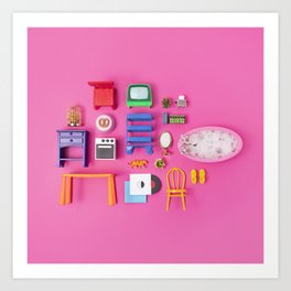 Dollhouse inventory / pink Art Print
