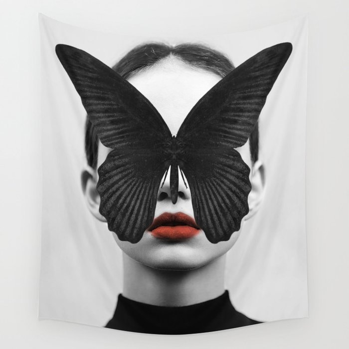 BLACK BUTTERFLY Wall Tapestry