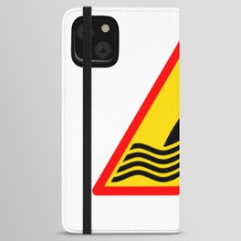 Shark Warning Sign Black Sticker Yellow and Orange iPhone Wallet Case