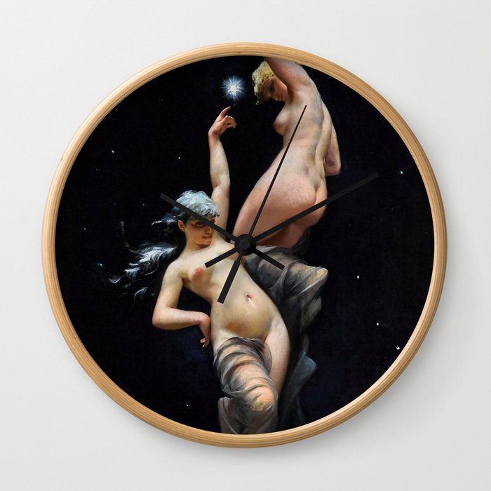 Luis Ricardo Falero "Reaching for the Stars (also known as Moonlit Beauties)" Wall Clock