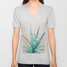 Desert Succulent Aloe Vera V Neck T Shirt