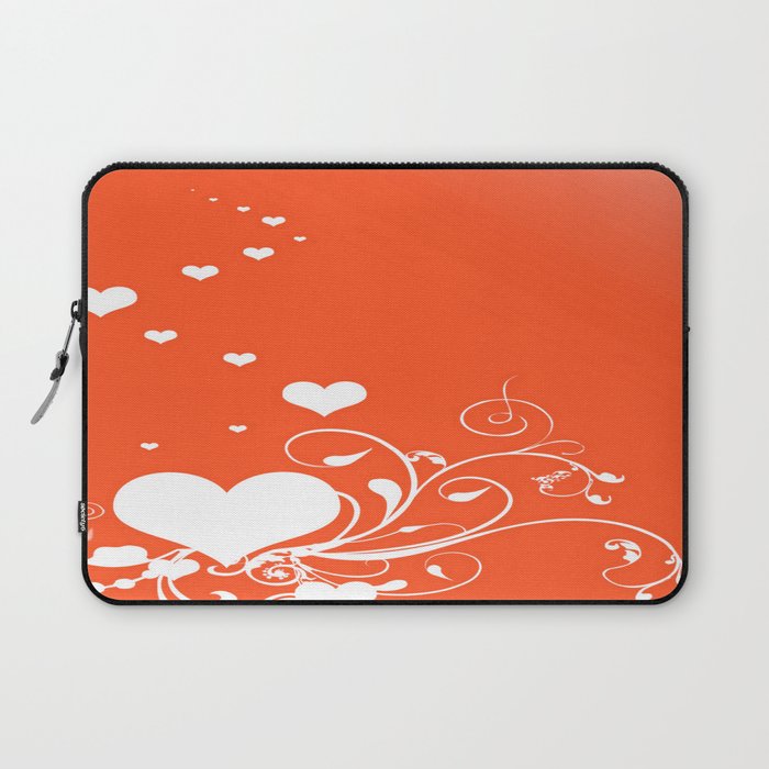 White Valentine Hearts On Red Background Laptop Sleeve
