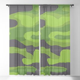 Camouflage Pattern Green and Black Military Sheer Curtain