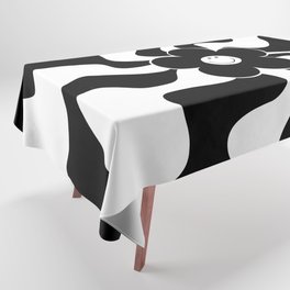 Happy Retro Daisy - Black and White Tablecloth