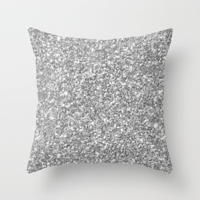 Silver Gray Glitter Throw Pillow by artonwear Society6